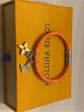 Louis Vuitton Orange Wrapped Charm Bracelet with Gold & Silver Accents